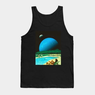 Green Moon - Space Collage, Retro Futurism, Sci-Fi Tank Top